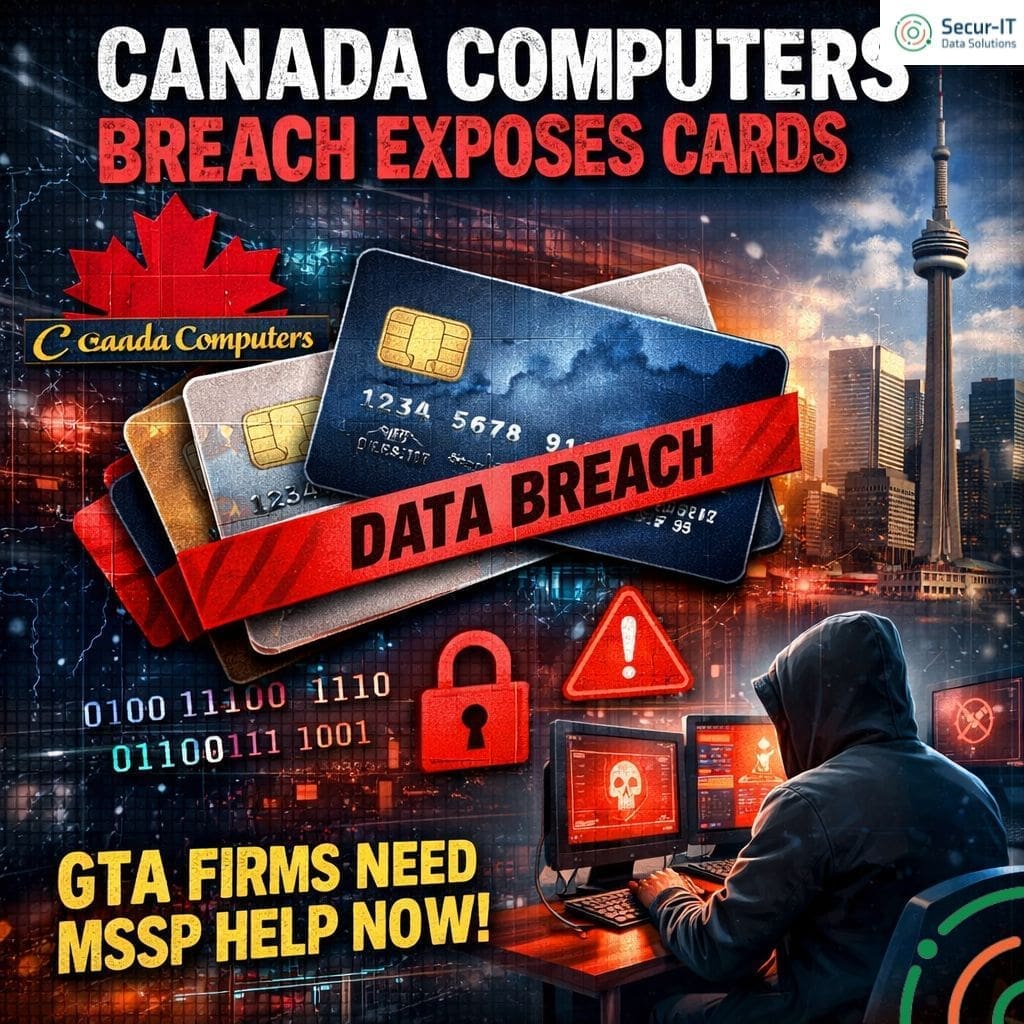 MSSP Toronto and GTA cybersecurity protection from Secur-IT Canada - Canada Computers data breach with credit cards and CN Tower